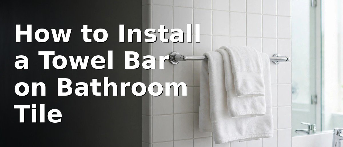 A drill making a hole in a tiled bathroom wall for how to install a towel bar on bathroom tile
